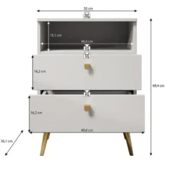 Meubella - Nachtkastje Hidde - Wit - 50 cm