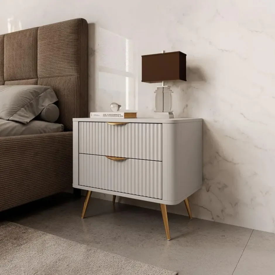 Meubella - Nachtkastje Lima - Beige - 63 cm