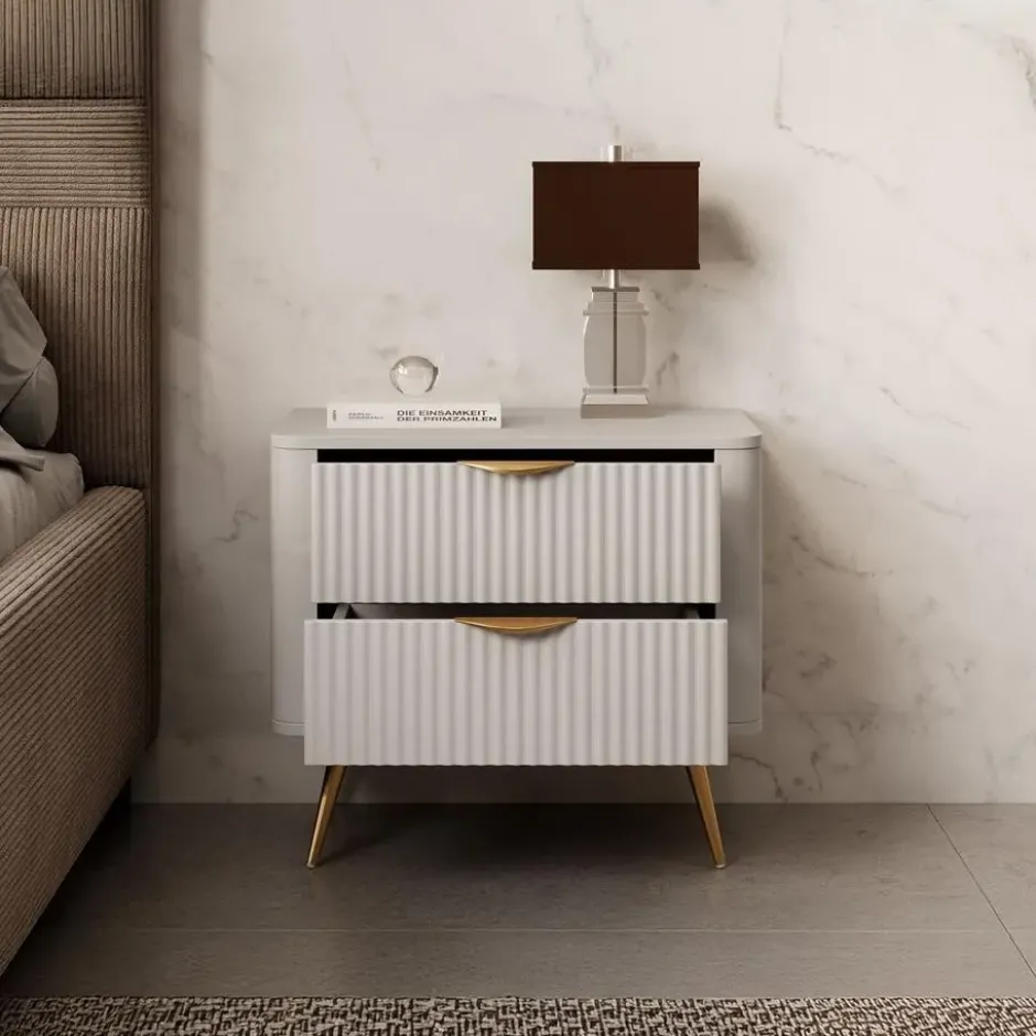 Meubella - Nachtkastje Lima - Beige - 63 cm