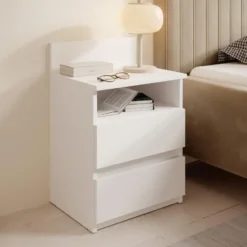 Meubella - Nachtkastje Masuka - Wit - 40 cm