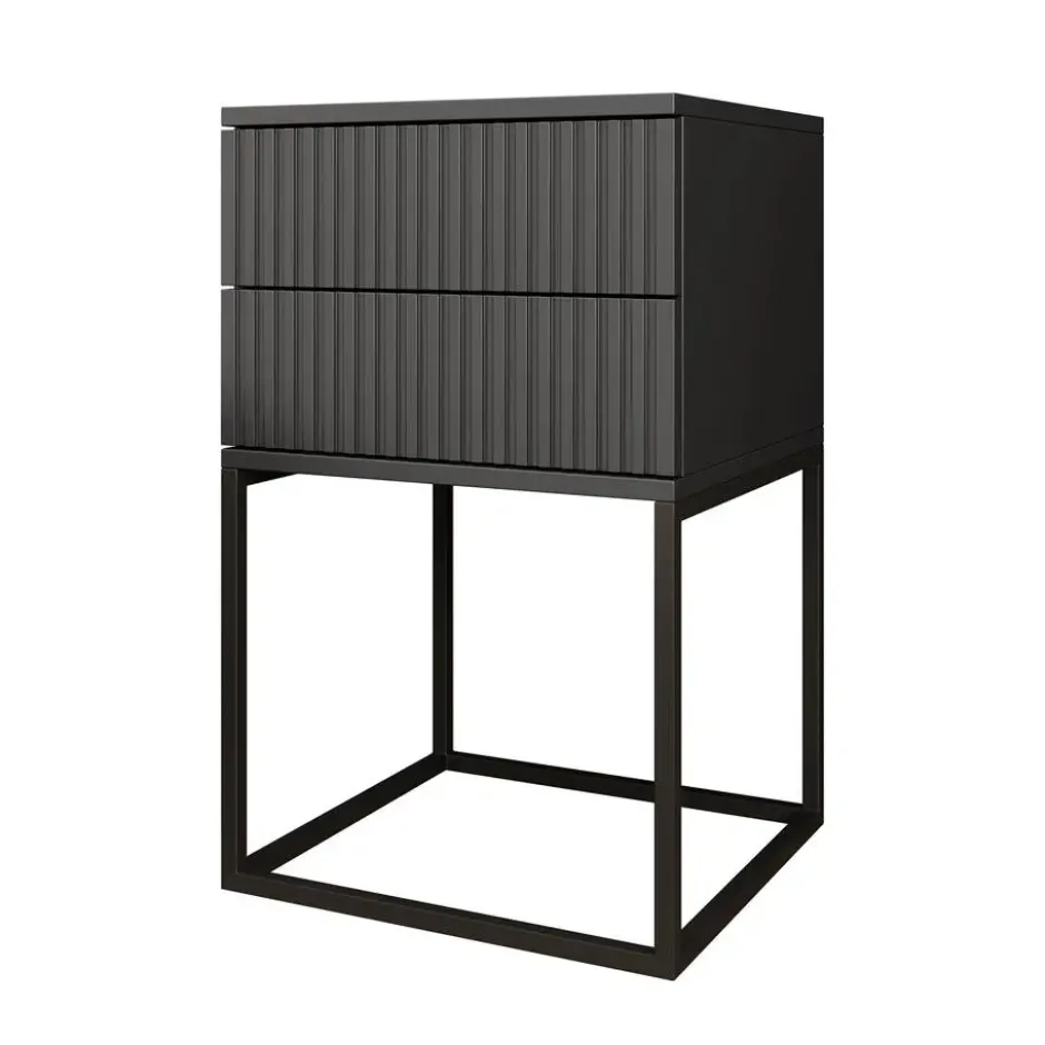Meubella - Nachtkastje Sylvester 7 - Antraciet - 40 cm