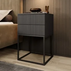 Meubella - Nachtkastje Sylvester 7 - Antraciet - 40 cm