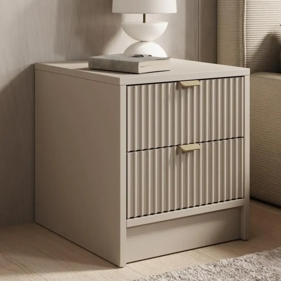 Meubella - Nachtkastje Tavares - Beige - 35 cm