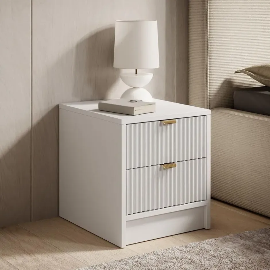 Meubella - Nachtkastje Tavares - Wit - 35 cm