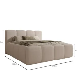 Meubella - Nihito - Tweepersoonsbed - Stof beige - 180x200 cm