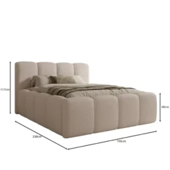 Meubella - Nihito - Tweepersoonsbed - Stof beige - 160x200 cm