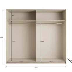 Meubella - Nuvola - Kledingkast schuifdeuren - Beige - 228x56x206 cm