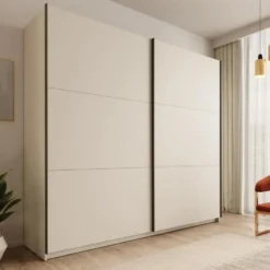 Meubella - Nuvola - Kledingkast schuifdeuren - Beige - 228x56x206 cm