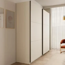 Meubella - Nuvola - Kledingkast schuifdeuren - Beige - 228x56x206 cm