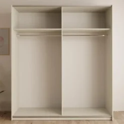 Meubella - Nuvola - Kledingkast met spiegel - Beige - 181x56x206 cm