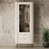 Meubella - Oahu - Vitrinekast - Beige - 78x40x192 cm
