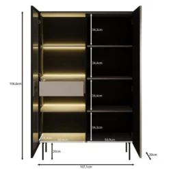 Meubella - Okari - Vitrinekast - Eikenpatroon - 107x39x167 cm