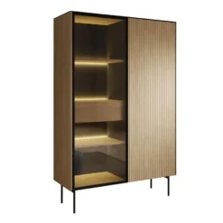 Meubella - Okari - Vitrinekast - Eikenpatroon - 107x39x167 cm