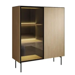 Meubella - Okari - Vitrinekast - Eikenpatroon - 107x39x127 cm