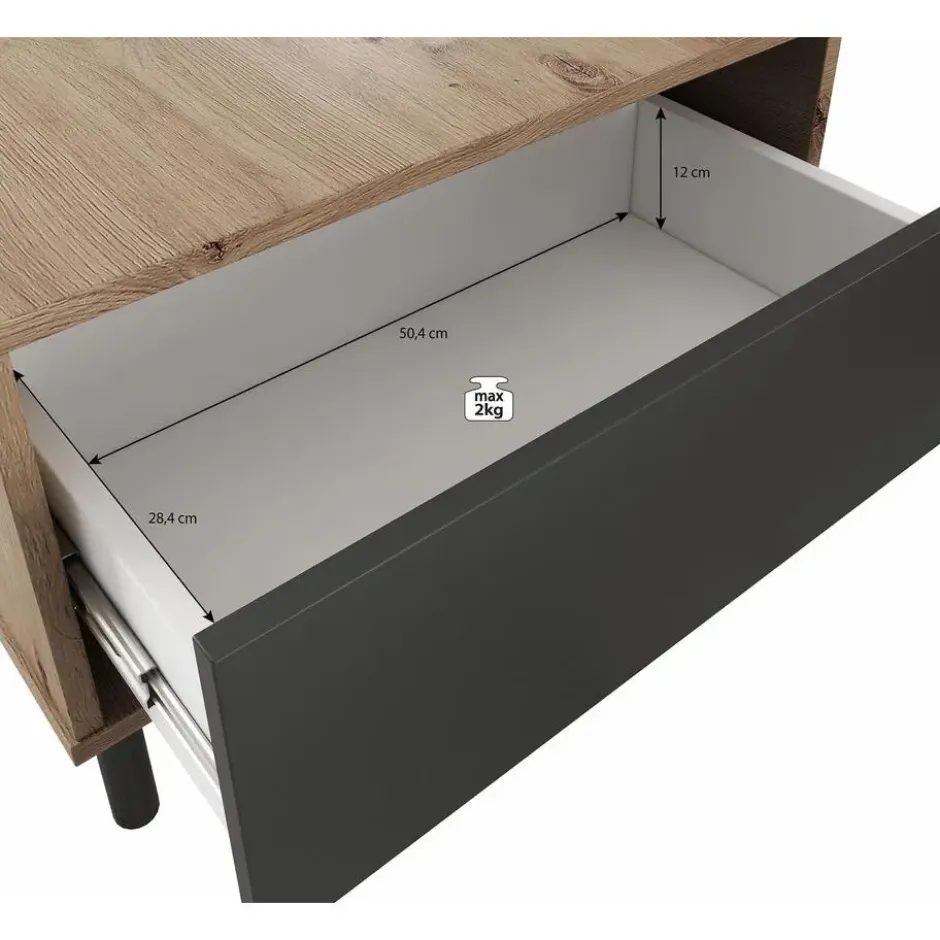 Meubella - Salontafel Marcos - Eiken - Antraciet - 100 cm