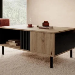 Meubella - Salontafel Marcos - Eiken - Antraciet - 100 cm