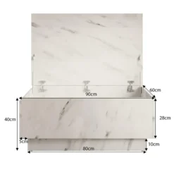 Meubella - Salontafel Micha - Zwart marmerlook - 90 cm