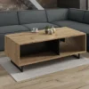 Meubella - Salontafel Saturn - Eiken - Zwart - 121 cm