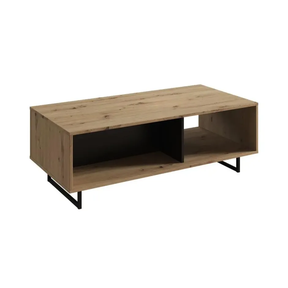 Meubella - Salontafel Saturn - Eiken - Zwart - 121 cm