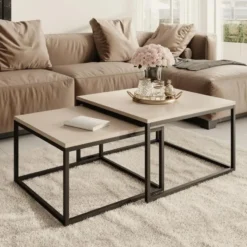 Meubella - Salontafel Styler - Beige - set van 2