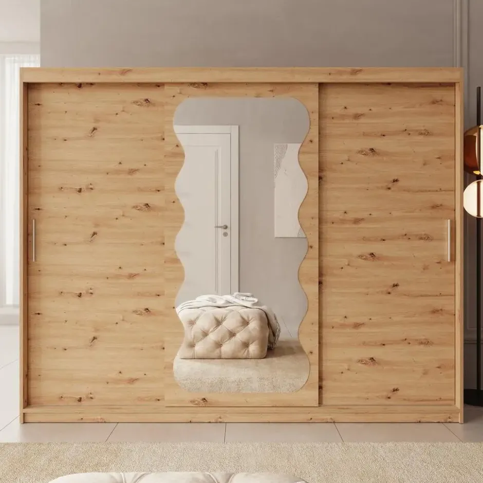 Meubella - Sentoji - Kledingkast - Eikenpatroon - 250x62x200 cm