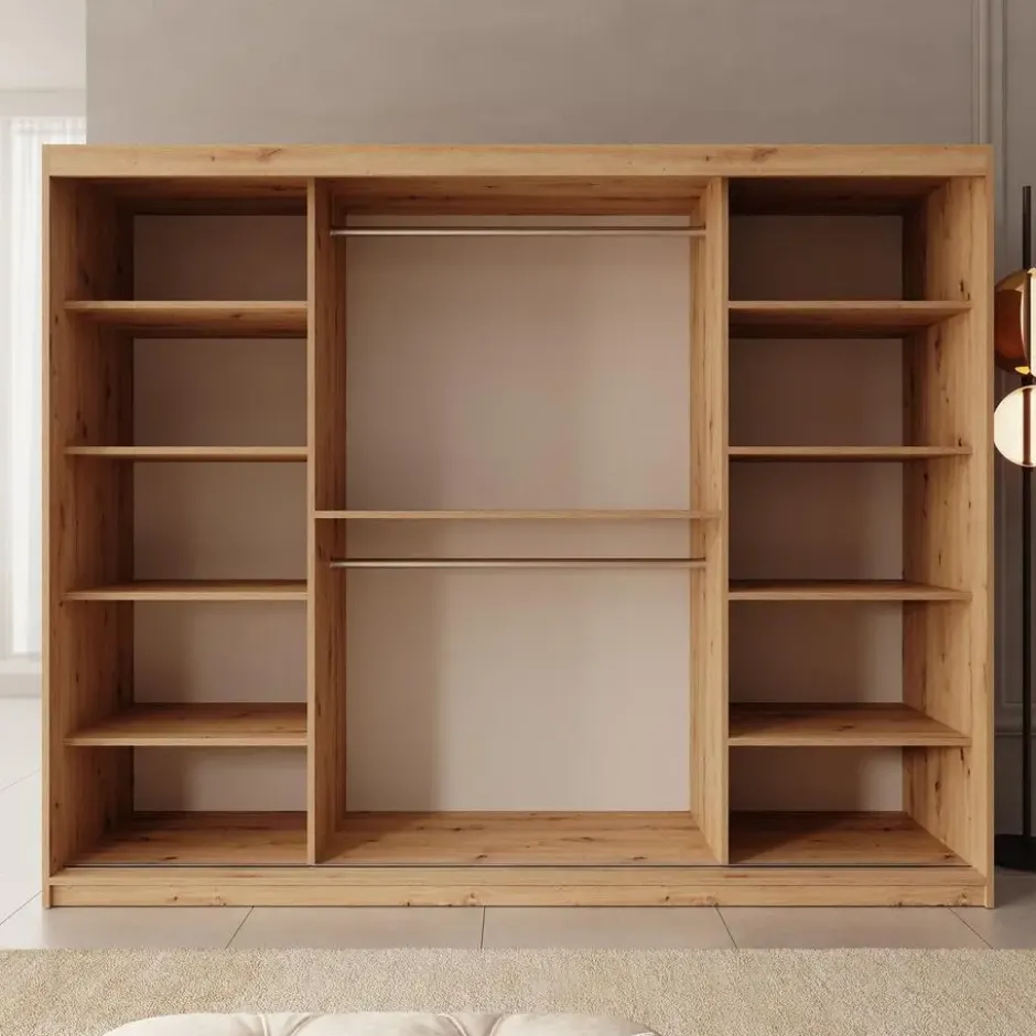Meubella - Sentoji - Kledingkast - Eikenpatroon - 250x62x200 cm