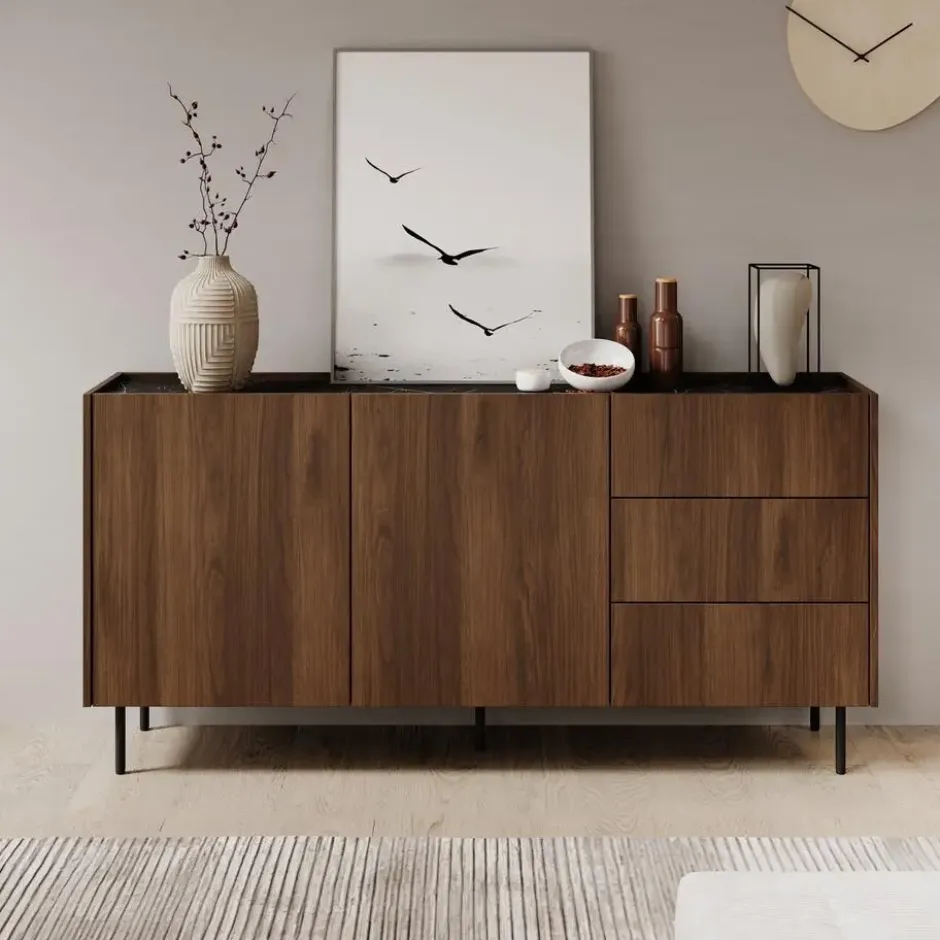 Meubella - Tahiti - Dressoir - Donker eiken - 160 cm