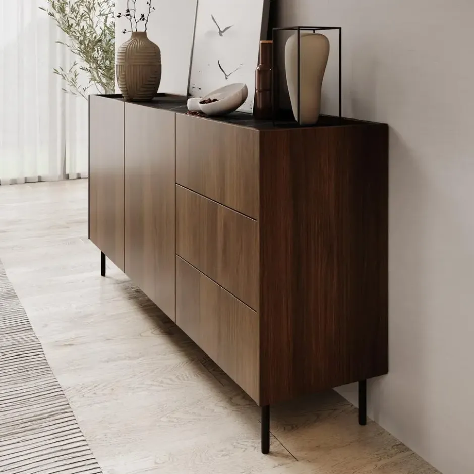 Meubella - Tahiti - Dressoir - Donker eiken - 160 cm