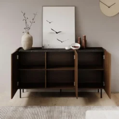 Meubella - Tahiti - Dressoir - Donker eiken - 144 cm