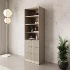 Meubella - Tavares - Boekenkast - Beige - 60x40x180 cm