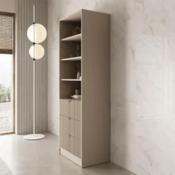 Meubella - Tavares - Boekenkast - Beige - 60x40x180 cm