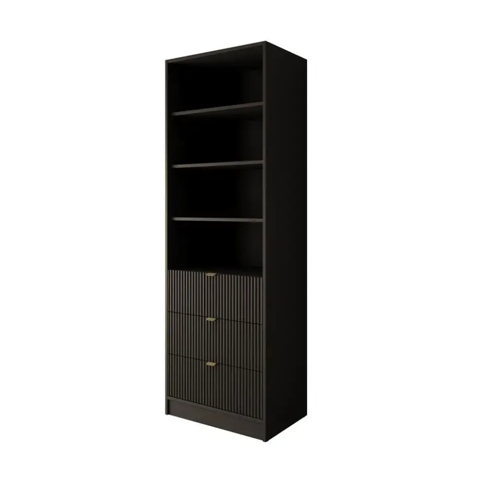 Meubella - Tavares - Boekenkast - Zwart - 60x40x180 cm