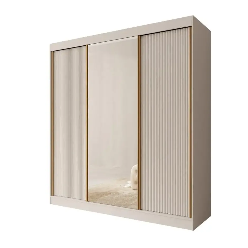 Meubella - Tavares - Kledingkast 3 schuifdeuren - Wit - 200x60x216 cm