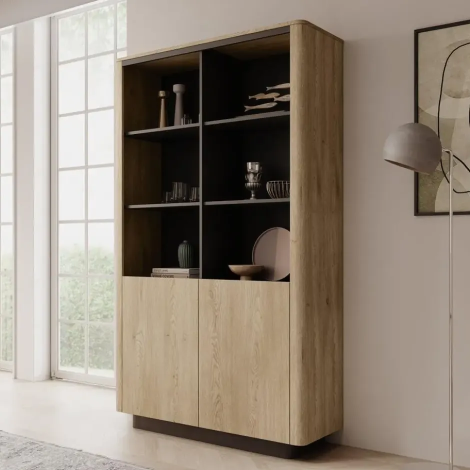 Meubella - Taywan - Boekenkast - Eiken - 113x38x190 cm
