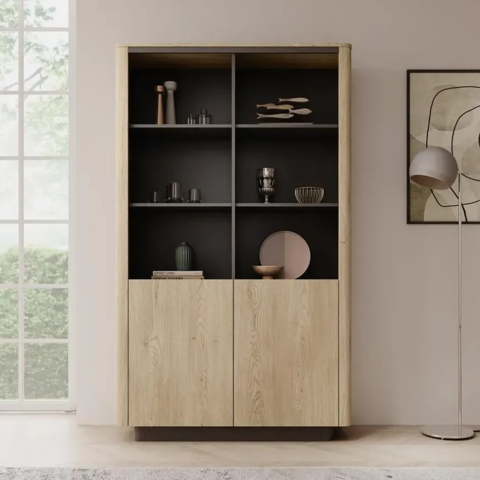 Meubella - Taywan - Boekenkast - Eiken - 113x38x190 cm