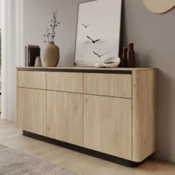 Meubella - Taywan - Dressoir - Eiken - 163x38x83 cm