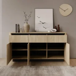 Meubella - Taywan - Dressoir - Eiken - 163x38x83 cm