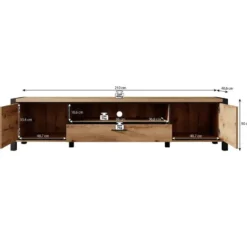 Meubella - TV-Meubel Acapulco - Eiken - Zwart - 210 cm