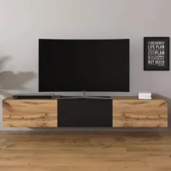 Meubella - TV-Meubel Bonzo - Eiken - Zwart - 180 cm