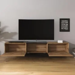Meubella - TV-Meubel Bonzo - Eiken - Zwart - 180 cm