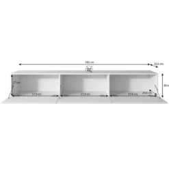 Meubella - TV-Meubel Bonzo - Eiken - Zwart - 180 cm