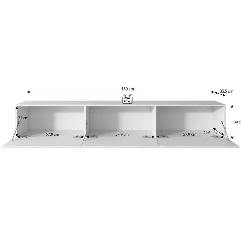 Meubella - TV-Meubel Bonzo - Mat Zwart - 180 cm