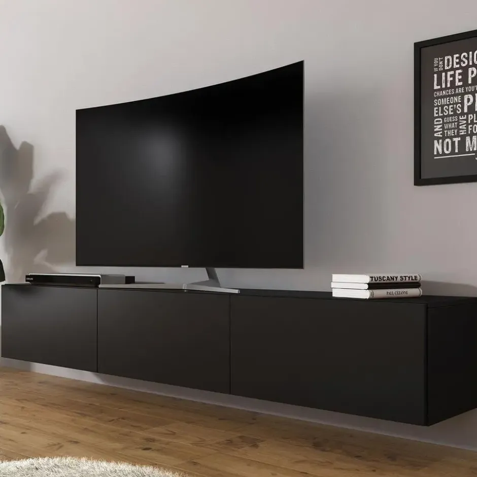 Meubella - TV-Meubel Bonzo - Mat Zwart - 180 cm