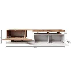 Meubella - TV-Meubel Canberra - Eiken - Antraciet - 200 cm