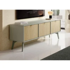 Meubella - TV-Meubel Essence - Groen - Licht eiken - 158 cm
