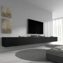 Meubella - TV-Meubel Flame - Mat Zwart - 320 cm