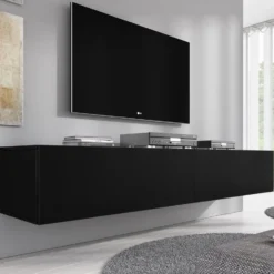 Meubella - TV-Meubel Flame XL - Mat Zwart - 180 cm
