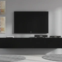 Meubella - TV-Meubel Flame XL - Mat Zwart - 180 cm