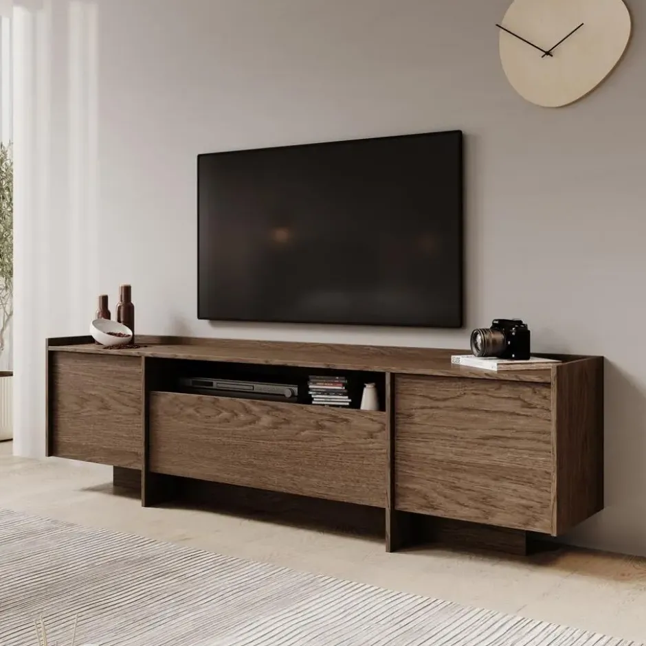Meubella - TV-Meubel Jaxon - Donker eiken - 197 cm