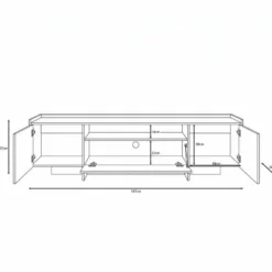 Meubella - TV-Meubel Jaxon - Donker eiken - 197 cm